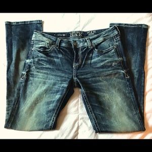 Buckle Black Distressed Straight Leg Jeans 30x32